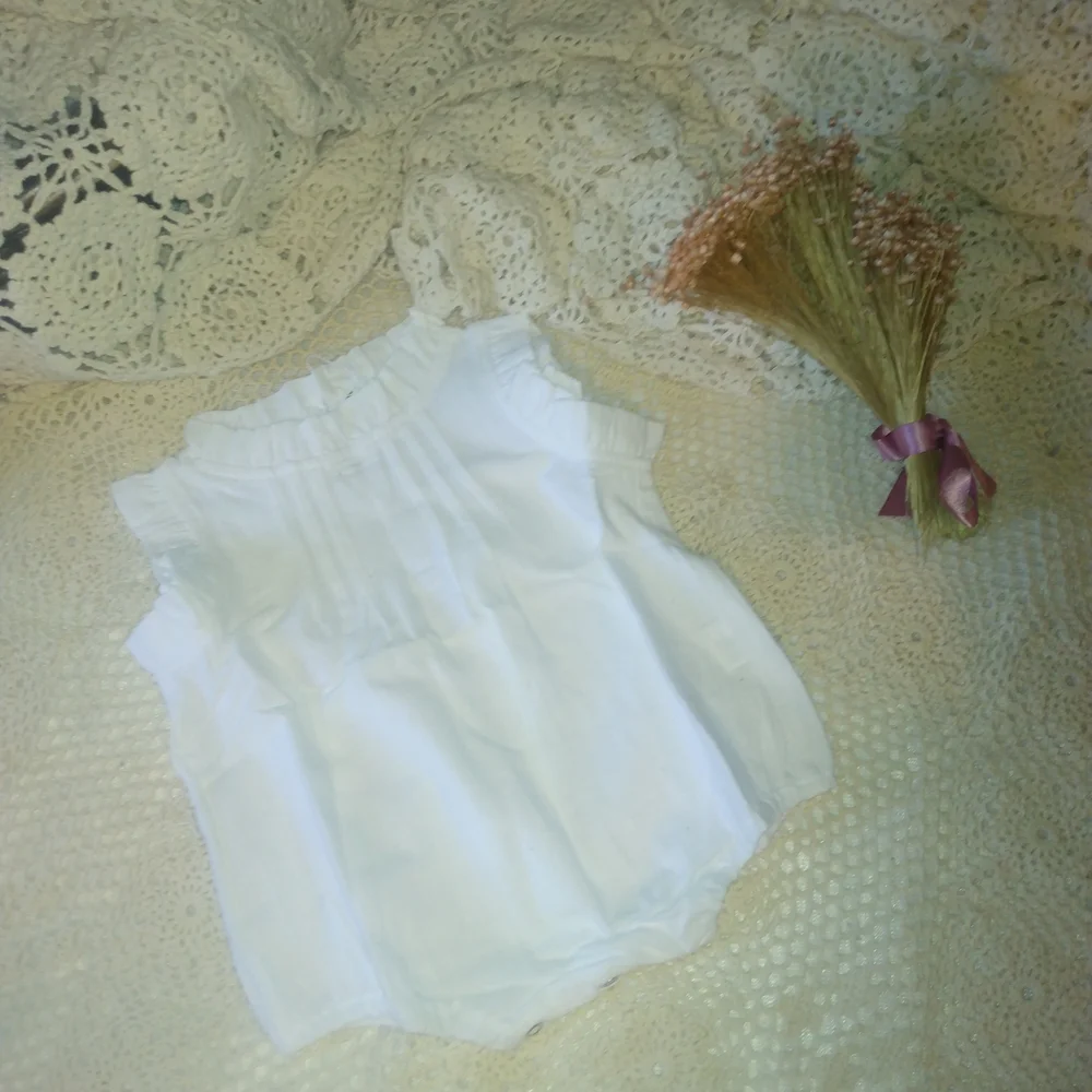 White Ruffled Kids Romper - Picture 2 of 4